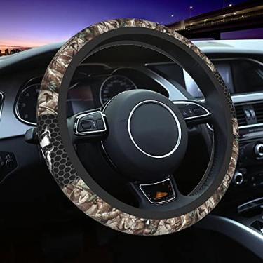 Imagem de Capa de volante camuflada universal de 38 cm, capa de roda camuflada, acessórios decorativos, antiderrapante, capa de carro de neoprene, capa adequada para mulheres e homens e meninas, adequada para carro, SUV, carro, van, caminhão