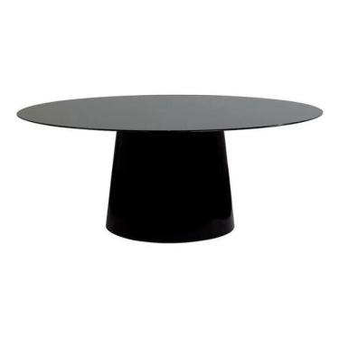 Imagem de Mesa de Jantar Cone Oval 198x122 Laqueada Yescasa Preto