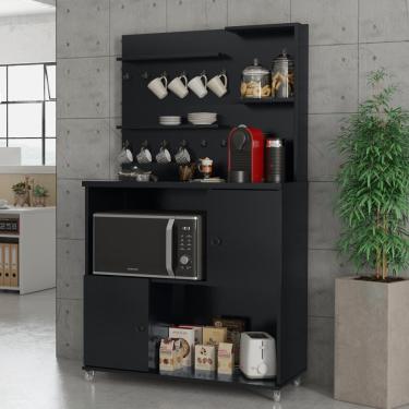Imagem de Aparador Cantinho do Café Aconchego - Preto Acetinado - Patrimar Móveis