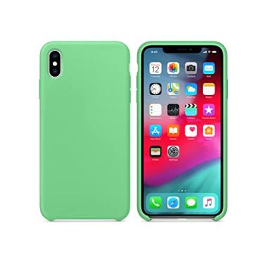 Imagem de Capinha Colorida Compatível Com iPhone X/XS Vermelha,Preta, Laranja, Amarela, Azul, Rosa, Pink, Branca, Lilás, Marrom, Verde, Roxo, Case Slim Flexível Aveludada PREMIUM ONYK (verde claro)