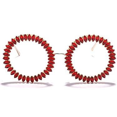Imagem de Óculos de sol redondos de strass feminino óculos de designer de luxo grande diamante feminino óculos de sol vintage masculino tons, cor modelo, mostrar como imagem