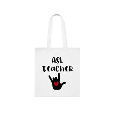 Imagem de Sacola Asl Teacher, Bolsa de Professor Asl, Presente para Professor Asl, Bolsa de Ombro Asl Teacher, Sacola de Ombro Asl Professor, Sacolas Reutilizáveis para Professores de Asl, Ideia