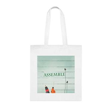 Imagem de Monte contra ferramentas em bolsa de madeira, presente divertido, bolsa de ombro, bolsas reutilizáveis, cesta de Natal de aniversário, ideia de presente, Branco