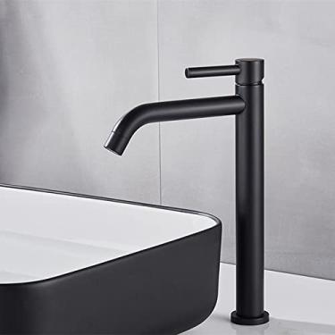 Imagem de Torneira de pia de bacia alta cromado preto fino lavatório de banheiro torneira misturador de água quente bacia de água fria torneira de guindaste torneira do banheiro, preto fosco A, China