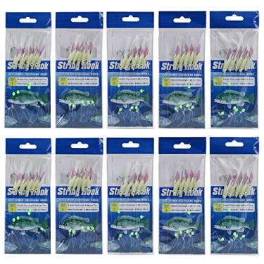 Imagem de FREE FISHER 10 pacotes de equipamentos de isca luminosa iscas de pisca-pisca de pesca equipamentos de isca de pesca com brilho de pele de peixe e isca de pesca equipamentos de pesca com ganchos de alto carbono para água doce e salgada