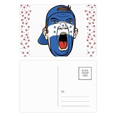 Imagem de Honduras Bandeira Facial Maquiagem Cabeça Gritando Boné Natal Flor Celebração Cartão Postal Bênção Cartão Postal