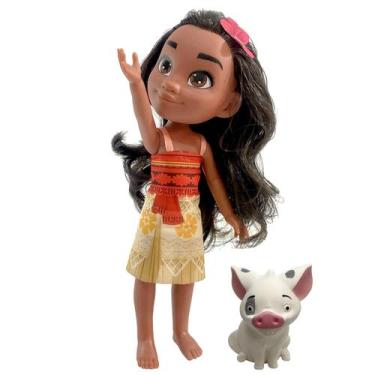 Brinquedo Boneca Princesa Moana 45cm e Porquinho Pua 8cm Disney em