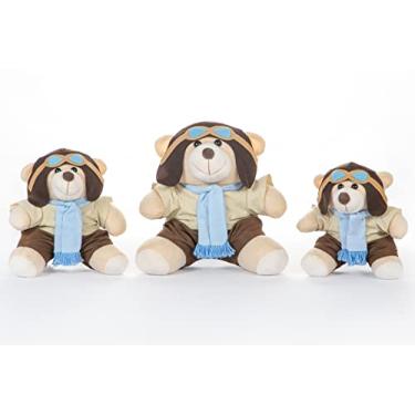 Imagem de Trio De Ursos PMG Para Nicho Decoração Menino Aviador Bebê Baby Decoração Quarto Festa Pelúcia Presente Chá Revelação