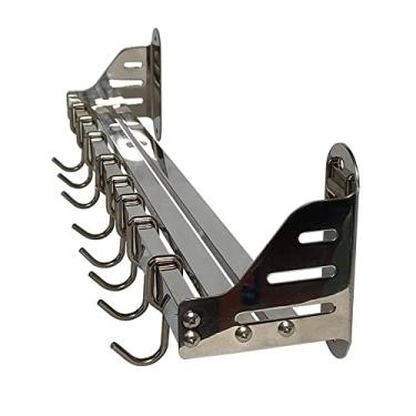 Imagem de Lumai Suporte De Parede Cozinha com 10 Ganchos Móveis e Prateleira de Aço Inox 304 Para Pendurar Organizar Utensilios De Cozinha, Temperos, Facas e Panelas