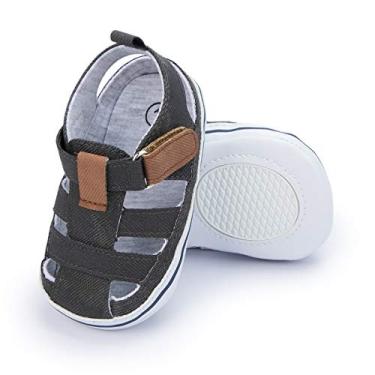 Imagem de HsdsBebe Sandálias para bebês meninos meninas verão praia respirável atlética antiderrapante sola macia recém-nascido primeiro andador berço sapatos, E/Preto, 3-6 meses