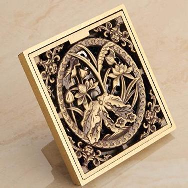 Imagem de Filtro de chuveiro quadrado de cobre ralo de piso de cobre anti-mosquito à prova de ferrugem Protetores de drenagem de banheiro Grade de canal úmido Coletor de chuveiro Tampa de drenagem