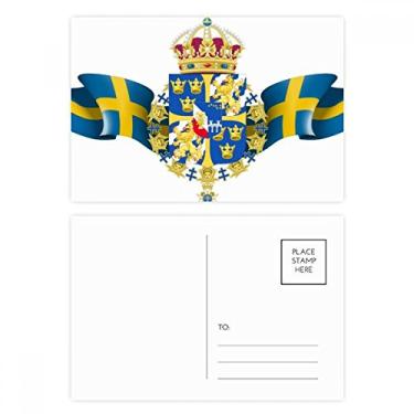 Imagem de Suécia National Emblem Country Symbol Conjunto de cartões postais de aniversário Cartão de agradecimento