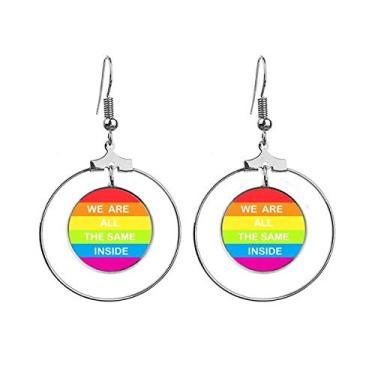 Imagem de Arco-íris Gay LGBT Brincos Lésbicas Transgênero Pingente Joia Círculo Gota