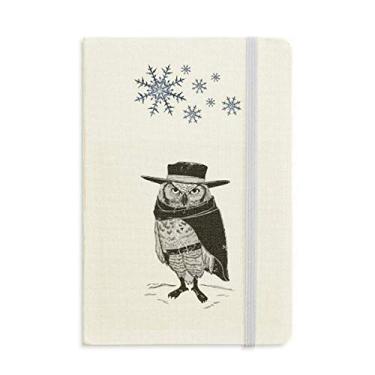 Imagem de Caderno de animais com estampa de coruja e pássaro, flocos de neve, inverno