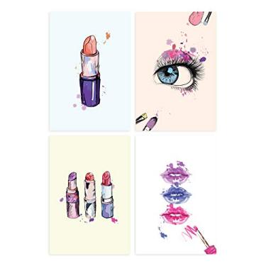 Imagem de Kit Placa Decorativa MDF Maquiagem 4un 20x30cm