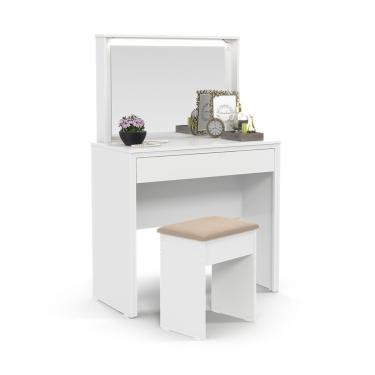 Imagem de penteadeira camarim yasmin c/led espelho mais banqueta patrimar