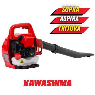 Imagem de Soprador 3 Em 1 Kawashima KWB26 Profissional A Gasolina 25,4cc Com Saco Coletor De 50 Litros 10m3/min Funções Soprador Aspirador E Triturador