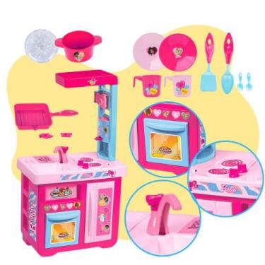Imagem de Kit Cozinha Rosa Da Barbie Para Brincar De Cheff Com Fogão - Cotiplás