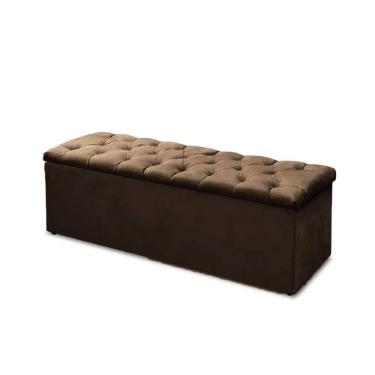 Imagem de Báu Calçadeira Sofia 160cm Suede Marrom - Vallisa Decor