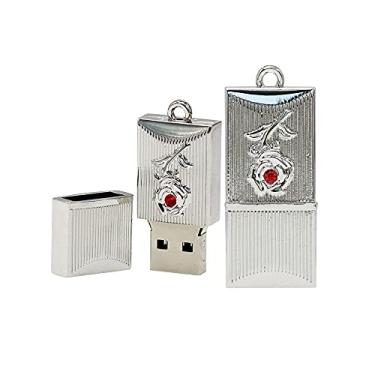 Imagem de Pen Drive USB de formato retangular de 32 GB, unidades USB pen drives USB 2.0 disco Pen Drive Pen Drive Pen Drive Data Armazenamento Flash Disk Zip Drive USB Stick (Prata)