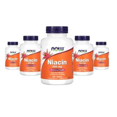 Imagem de Now Foods Niacina 500mg Niacin Vitamina B-3 250 Tablets 5 unidades Produto Importado