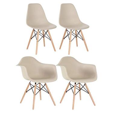 Imagem de Loft7, Conjunto 2 x cadeiras Eames DAW com braços + 2 cadeiras Eiffel DSW - Nude
