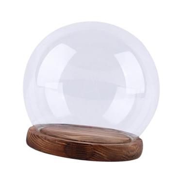 Imagem de Generic Cúpula de vidro Cloche Cloche Micro paisagem à prova de poeira com base de escritório em vidro transparente Cloche Globe Dome, 12cm
