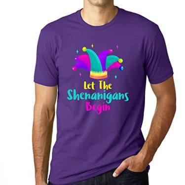 Imagem de Camiseta engraçada de carnaval para homens divertida Let The Shenanigans Begin Mardi Gras roupa masculina New Orleans, Roxa, P