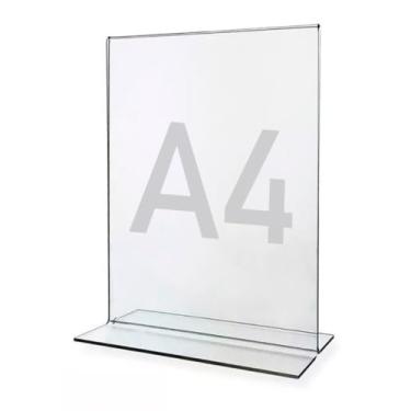 Imagem de Display Expositor T A4 21x30cm Acrílico Ps Cristal Balcão