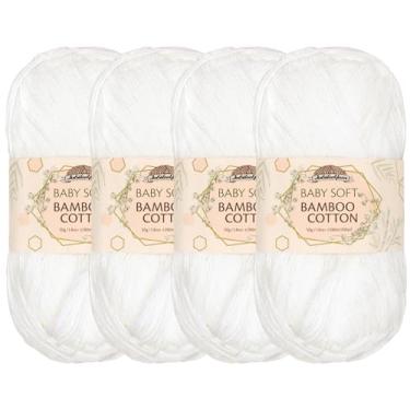 Imagem de Baby Soft Bamboo Cotton Yarn - JubileeYarn - White - 4 Skeins
