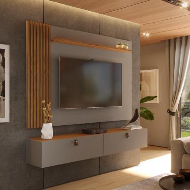 Imagem de Rack com Painel Ripado Suspenso para TV até 70 Polegadas 2 Portas Grécia 180cm