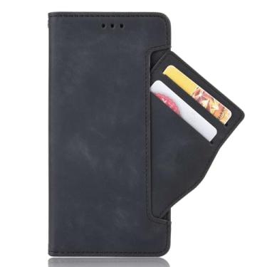 Imagem de Capa para Oukitel C35. Capa flip de couro PU com compartimentos móveis para cartão. Design de suporte - preto