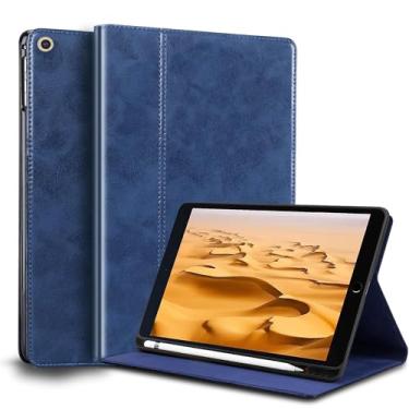 Imagem de NANRUIL Capa protetora para iPad de 10,2 polegadas, 9ª/8ª/7ª geração, capa protetora para 2021/2020/2019, suporte para Apple Pencil integrado e despertar/hibernar automaticamente. Azul