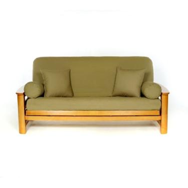Imagem de Royal Heritage Home Capa para futon 100% algodão – verde-oliva – capa de colchão lavável com zíper para sofá – capa protetora de colchão com zíper para sofá sem braços