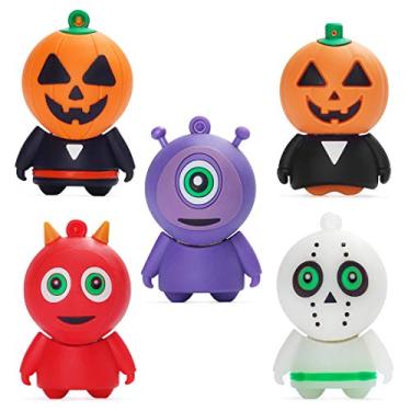 Imagem de Conjunto de pen-drives USB, unidade de polegar BorlterClamp com adorável padrão animal, presente para estudantes e crianças, 16GB * 5 - Halloween Pattern