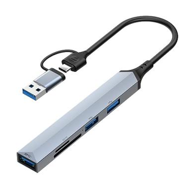 Imagem de Suckoo Hub 2 em 1 USB3.0 USBC para 1USB3.0 2USB2.0 SD TF Leitor de Cartão Hub Docking Station 1 em 5 Saídas Computador Mac USB Typec Externo 5 Portas Teclado USB Mouse Divisor de Disco USB Cabo