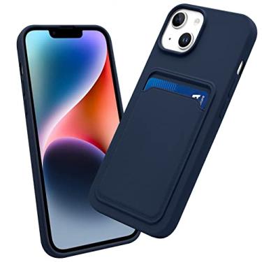 Imagem de OBHEI Capa para iPhone 15 Plus com porta-cartões Slim Fit durável com compartimento para cartão para Apple iPhone 15 Plus 6,7 polegadas - Azul escuro