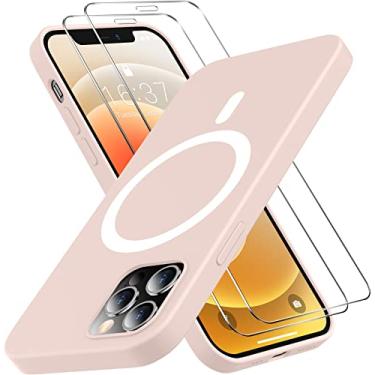 Imagem de MOZOTER [6 em 1] Capa de celular de silicone líquido para iPhone 12/iPhone 12 Pro, [compatível com Magsafe] [protetor de tela de vidro] [forro de microfibra macio antiarranhões] à prova de choque de