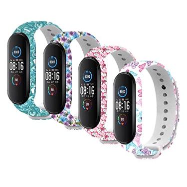 Imagem de T-BLUER Pulseira compatível com Xiaomi Mi Band 5/Mi Band 6, pulseiras de silicone coloridas de substituição projetadas para acessórios Xiaomi Miband 5/Miband 6 Fitness Tracker, sem monitor incluído