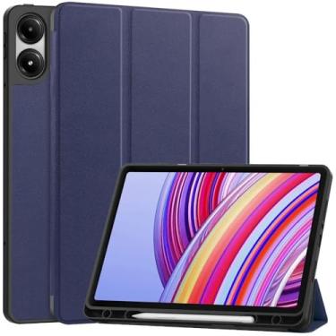Imagem de Capa para tablet Xiaomi Redmi Pad Pro 12,1 polegadas com suporte para lápis, capa inteligente para tablets Redmi Pad Pro 12,1 polegadas 2024 Funde (azul escuro, para Redmi Pad Pro 12.1)