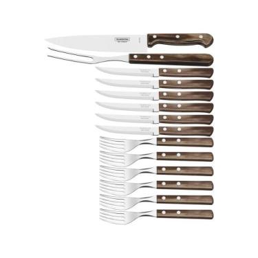 Imagem de Kit chur 14 pcs polywood castanho sortidos com laminas de aco inox e c