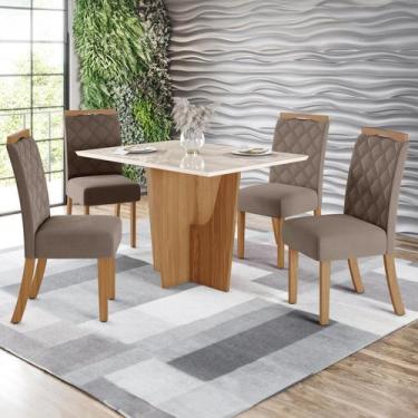 Imagem de Mesa de Jantar 4 Lugares Artemis com Vidro Nature/Off White/Marrom Amê