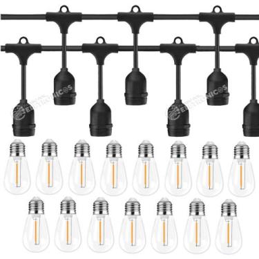 Imagem de Kit Extensão Varal de Luzes 10 Metros + 20 Lâmpadas 1W Retrô Bulbo Com