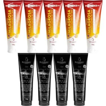 Imagem de Kit 5 Pomada Massageadora Milagrosa 150g + 4 Gel Cartilagem de Tubarão