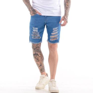 Imagem de Shorts masculinos Jeans rasgados estilo jogador destroyed - Volgue, Je