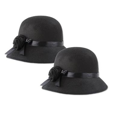 Imagem de Beistle S60956AZ2 chapéus de feltro cloche 2 peças, tamanho único, preto