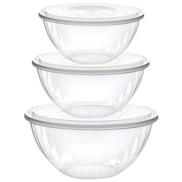 Imagem de Tigelas de servir Plasticpro descartáveis redondas de cristal transparente com tampas, lanche de festa ou tigela de salada, tigelas de plástico transparente, tigelas de lanche de festa, balas de doces, salada, COMBO SET, 2