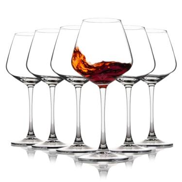 Imagem de Conjunto de 6 taças de vinho tinto com haste de 450 ml, ideal para degustação de vinho, aniversário, casamento - transparente