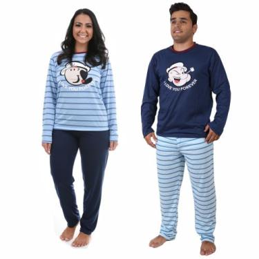 Imagem de Kit 2 Pijamas De Frio Adulto Casal Longo Feminino Masculino - Pijamas 