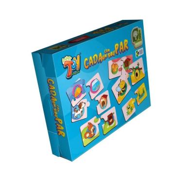 Imagem de Brinquedo Cada Um Seu Par Animais E Casas 12 Peças + 3 Anos